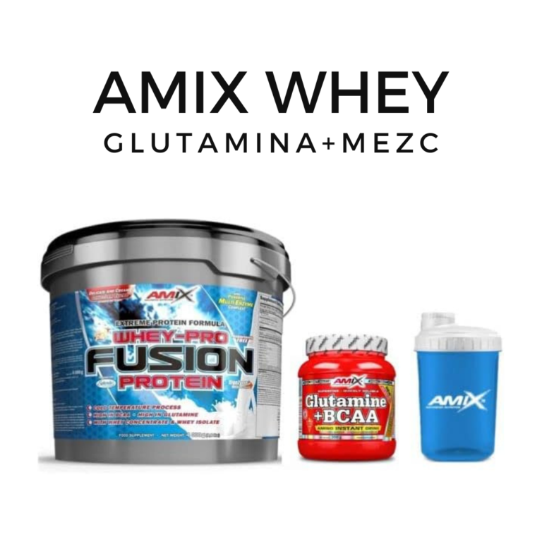 Amix Whey Pure Fusion 4 kg Fresa + amix glutamina con bcaa 300 gr + Mezclador
