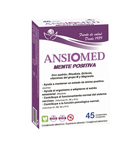 Ansiomed Mente Positiva - 45 tabletas - Herbetom Bioserum |  Complemento alimenticio con azafrán, rodiola, griffonia, vitaminas y magnesio |  Ayuda a mantener un estado de ánimo positivo.