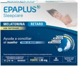 EPAPLUS Sleepcare, Melatonina Retard con Triptófano, Melatonina de Liberación Prolongada, 60 Comprimidos x 1,98 mg Melatonina