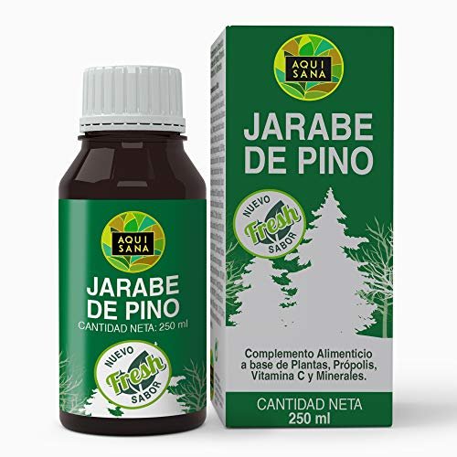 Jarabe de Pino - Aquisana - Jarabe con Equinacea + Propóleo+Vitaminas -Ayuda a reducir la Tos-libre de alérgenos -250 ML